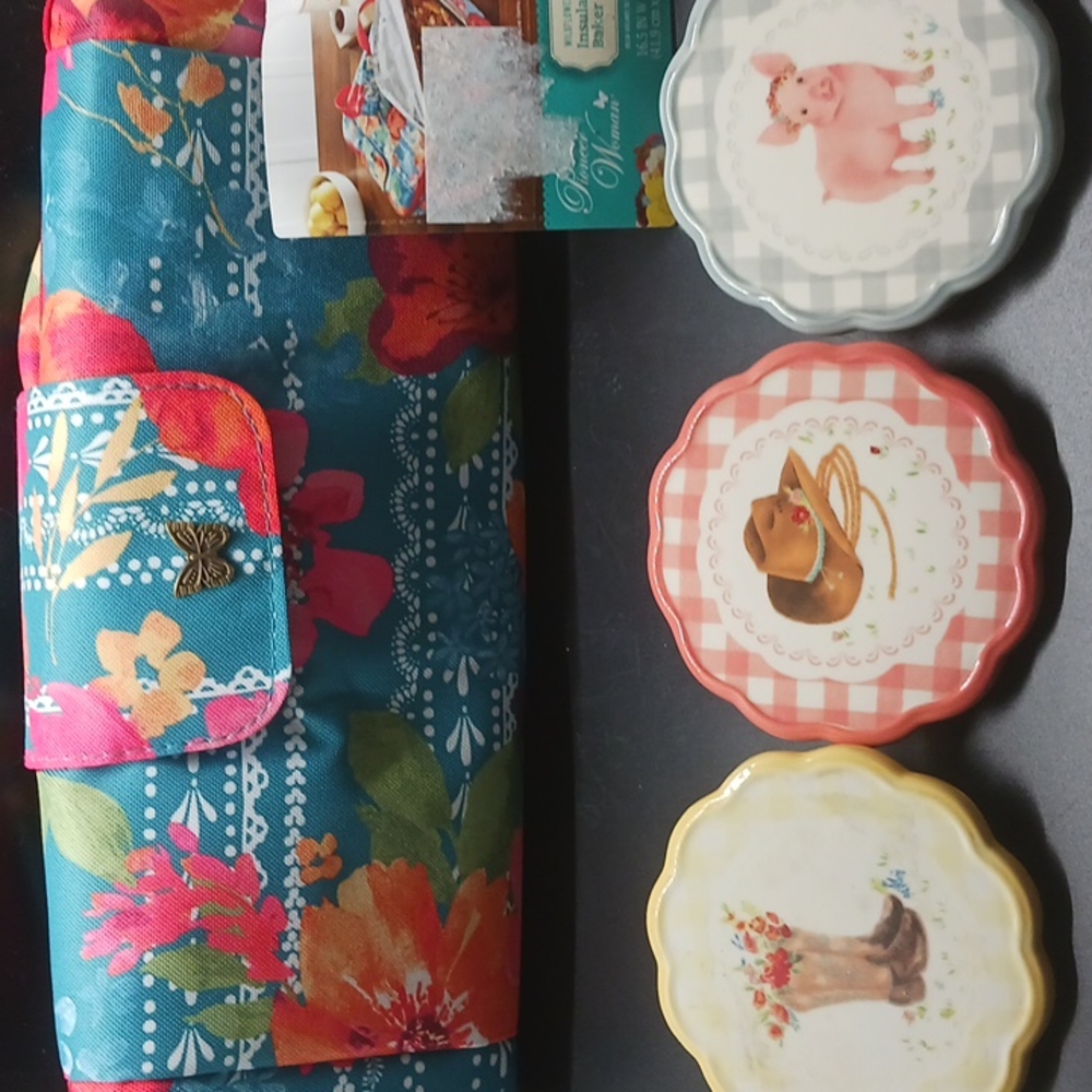 Pioneer Woman Wildflower Whimsy Insulated Tote & 3 Flea Market Coasters